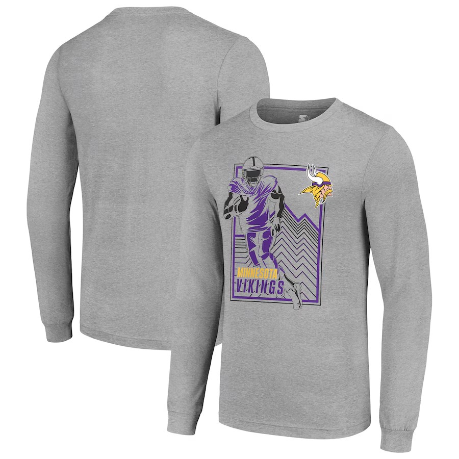 Men Minnesota Vikings grey 2024 NFL Long sleeve T Shirts->nfl t-shirts->Sports Accessory